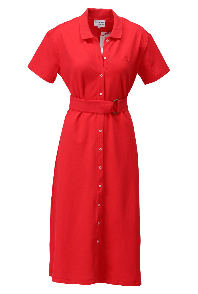Tomato midi polo dress with buttons