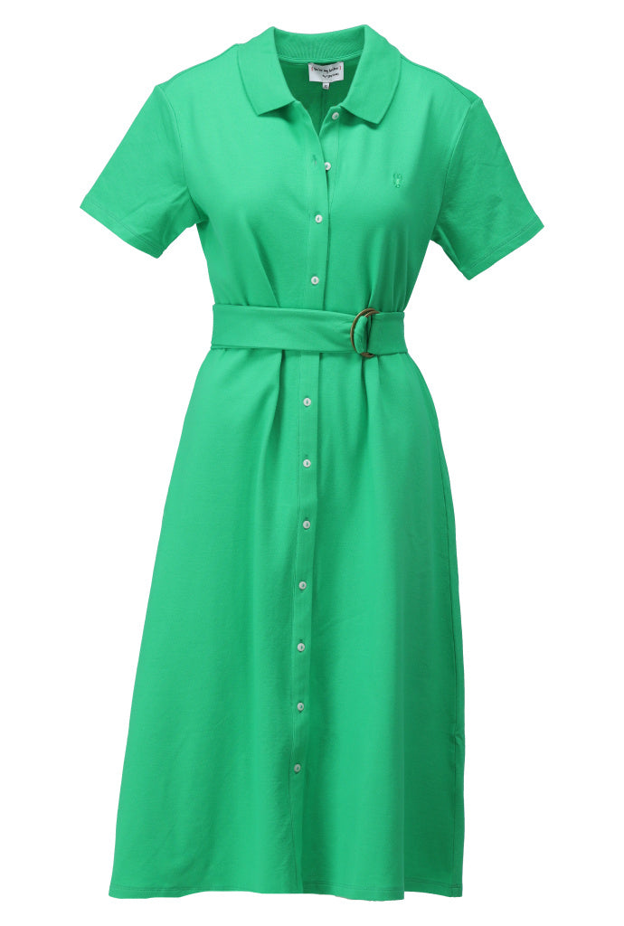 Island green midi polo dress with buttons