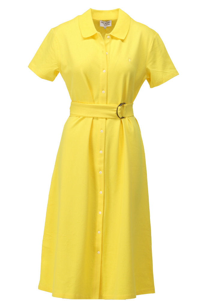 Lemon zest midi polo dress with buttons